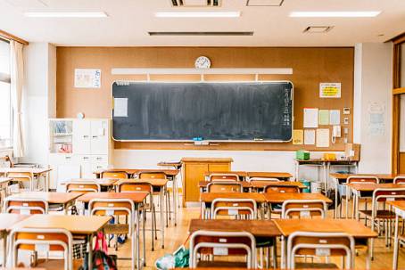 Japanese High School Empty Classroom